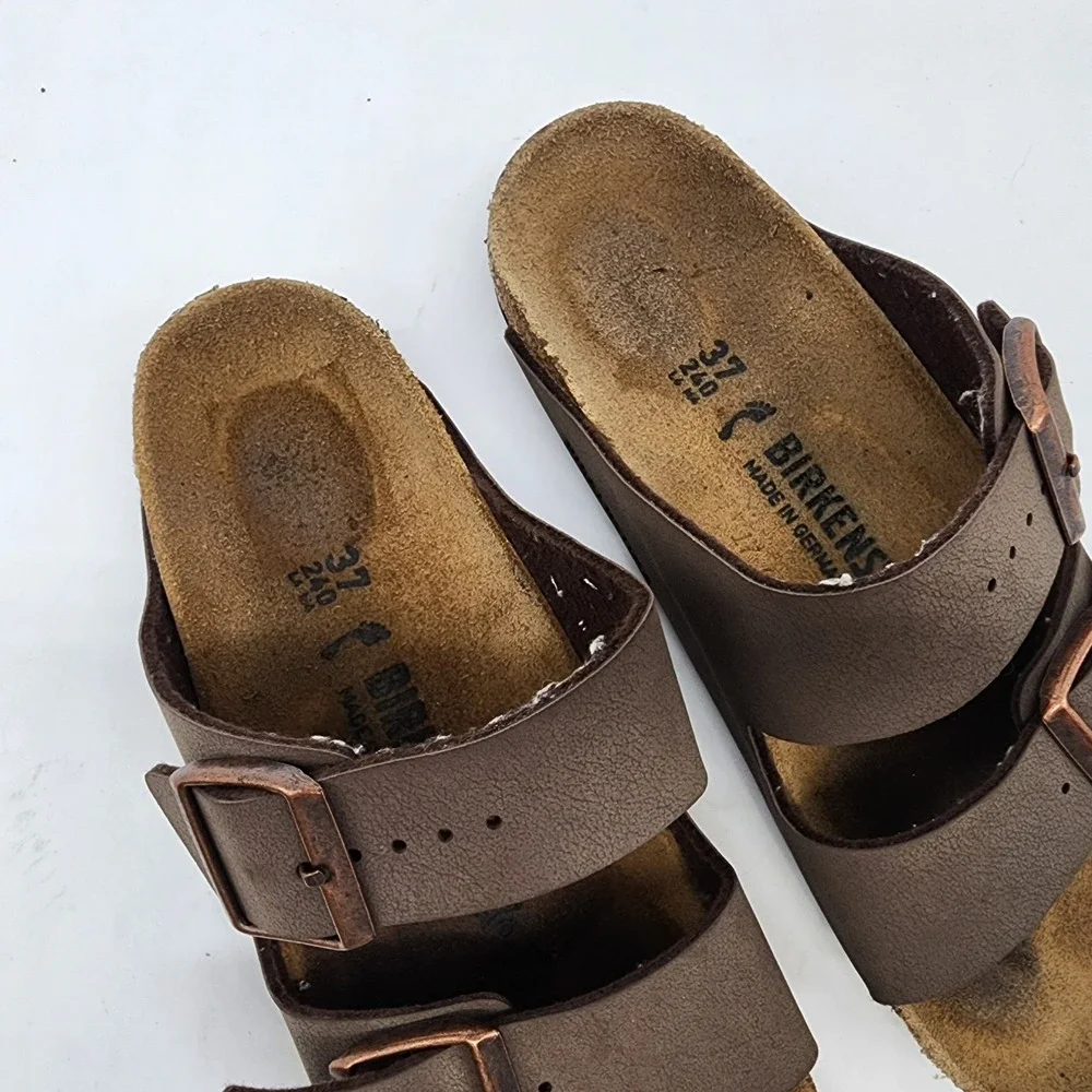 Birkenstock Arizona Sandals Women's 37 US 6 Brown Two Strap Buckle Comfort Shoes